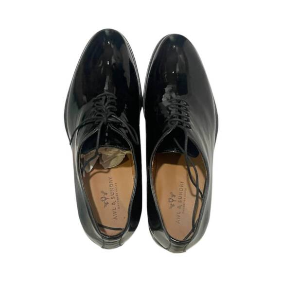 NEW AWL & SUNDRY men's patent leather lace up shoes in black